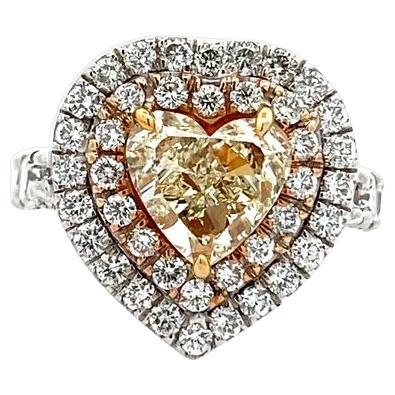 Fancy Yellow Heart Shape Diamond Ring 5.14CT In 18k White Gold For Sale