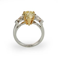 Fancy Yellow Intense Pear Shape Diamond Engagement Ring