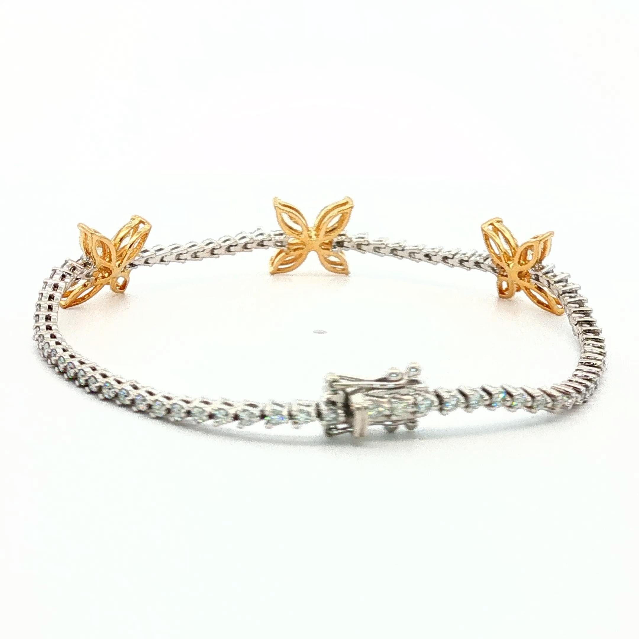 Moderne Bracelet de tennis avec motif Victoria en or 18K, marquise et diamant blanc de couleur jaune fantaisie en vente