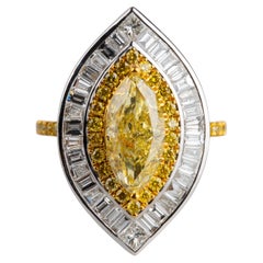 Ausgefallener gelber Marquise-Diamant-Ring