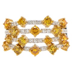 Bague multi-anneaux jaune fantaisie 1,55 carat en or 18 carats