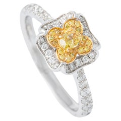 Bague fantaisie en or 18 carats avec diamant jaune naturel