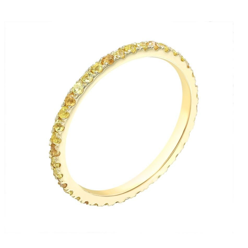 Modern Fancy Yellow Orange Sapphire Diamond Yellow Gold Ring For Sale