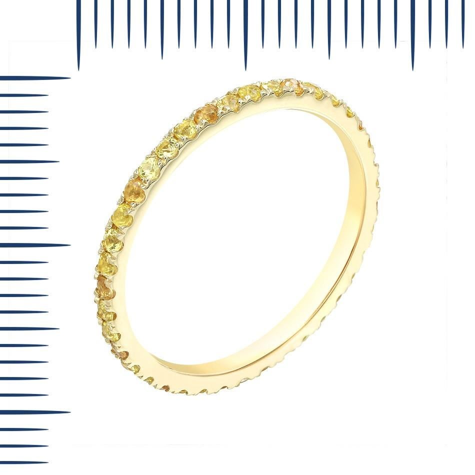 Round Cut Fancy Yellow Orange Sapphire Diamond Yellow Gold Ring For Sale