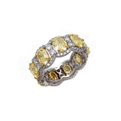 Fancy Yellow Oval and White Diamond Eternity Band