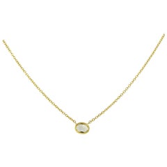 Fancy Yellow Oval Diamond Bezel Set Necklace