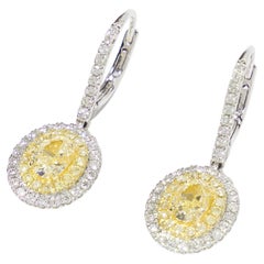 Pendientes de diamantes ovalados Amarillo fantasía