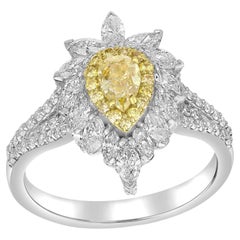 Fancy Yellow Pear Shape Diamond Ring that Converts into a Pendant 18k Gold