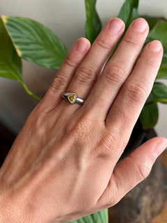 Fancy Yellow Pear-Shaped Diamond Asymmetrical Bezel Solitaire Ring in 22K Gold