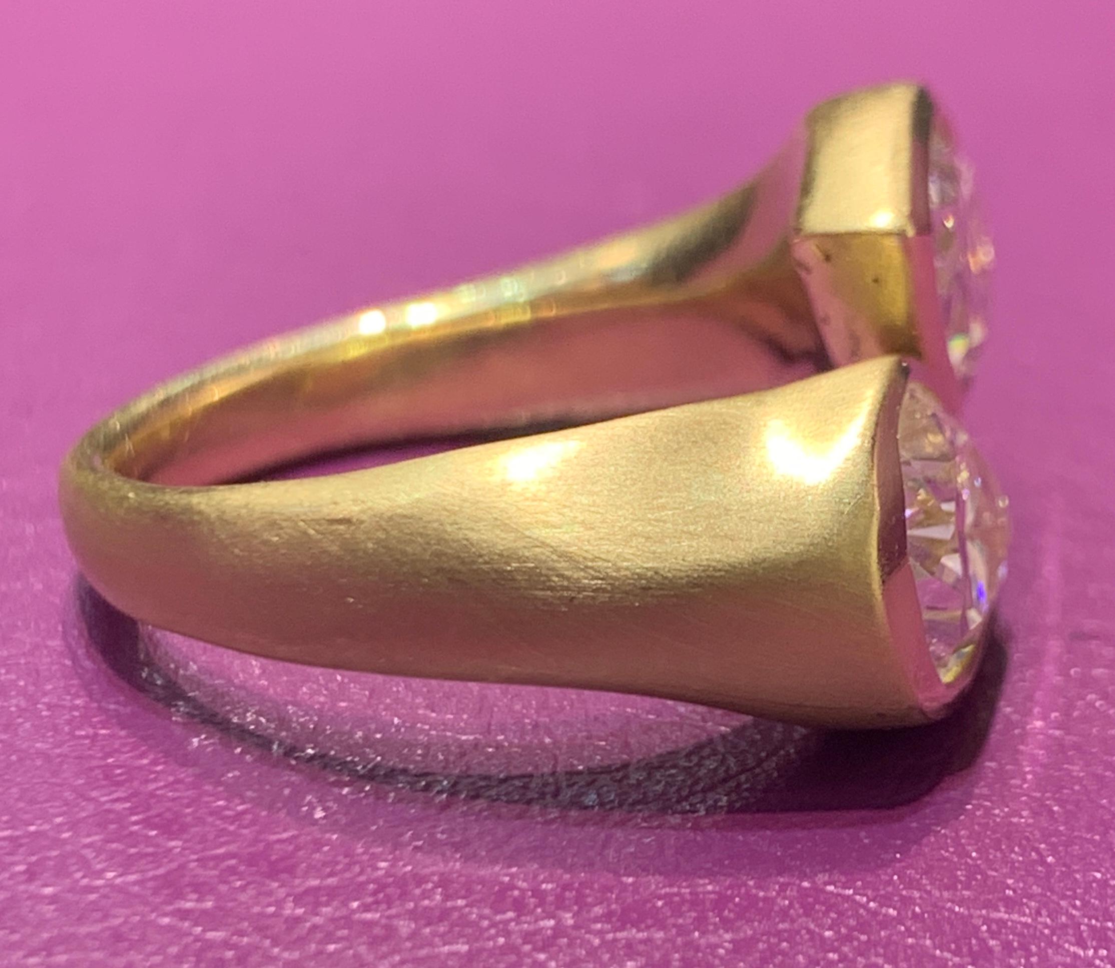 Modern Fancy Yellow Pear Shaper Two-Stone Diamond Ring