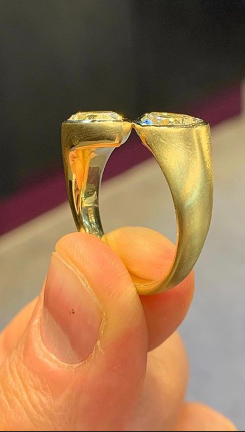 Pear Cut Fancy Yellow Pear Shaper Two-Stone Diamond Ring