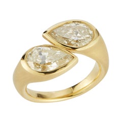 Fancy Yellow Pear Shaper Two-Stone Diamond Ring