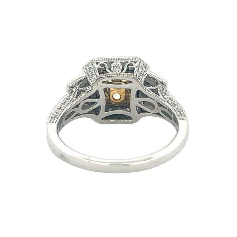 Fancy Yellow Princess Cut Ring 1.30ct BG&RD.82ct 18K WG For Sale 2