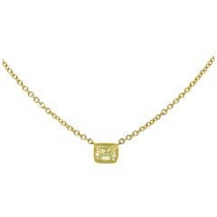 Fancy Yellow Radiant Cut Diamond Bezel Set Necklace