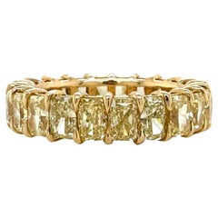 Fancy Yellow Radiant Cut Diamond Full Eternity Ring, 6.93 TCW