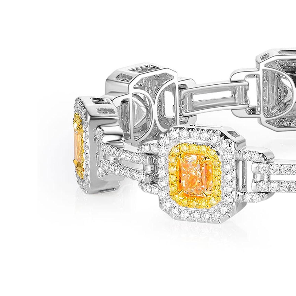 Round Cut Fancy Yellow Radiant Cut Diamond Ladies Bracelet