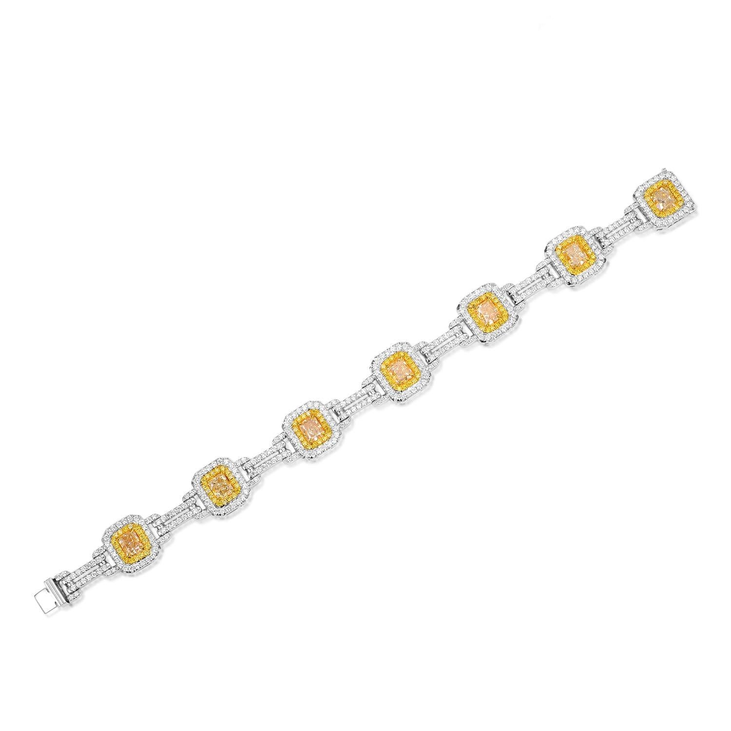 Women's Fancy Yellow Radiant Cut Diamond Ladies Bracelet