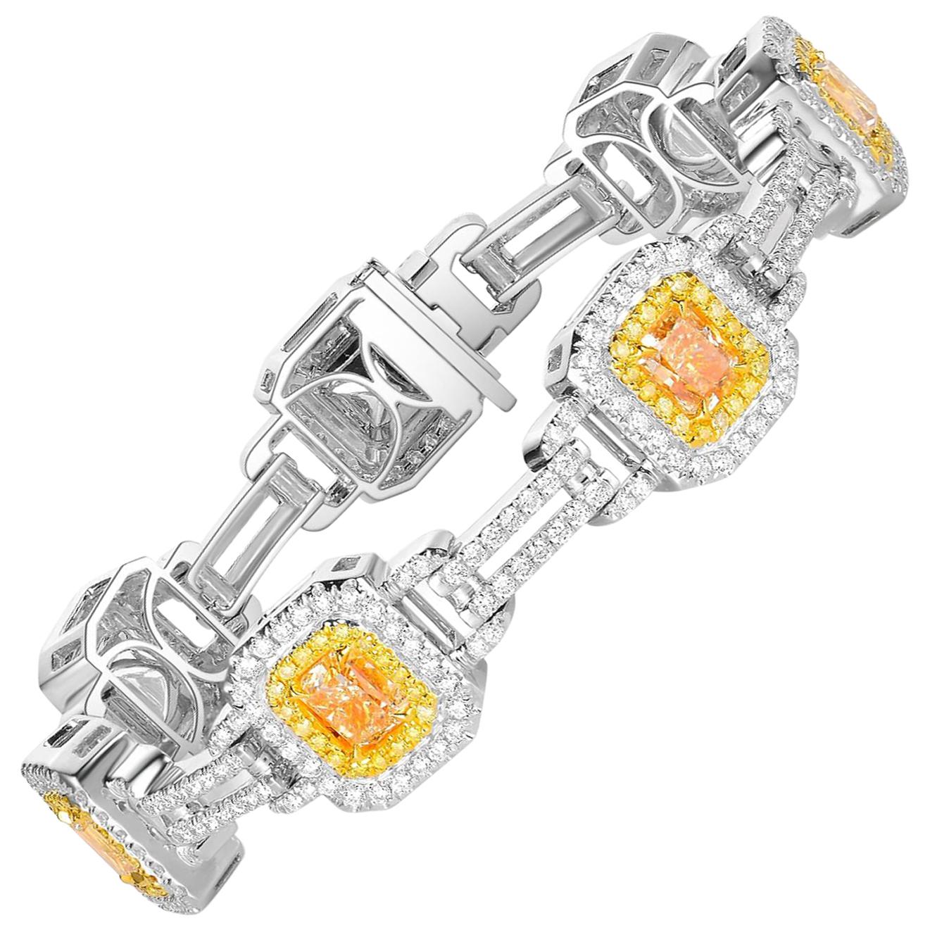 Fancy Yellow Radiant Cut Diamond Ladies Bracelet