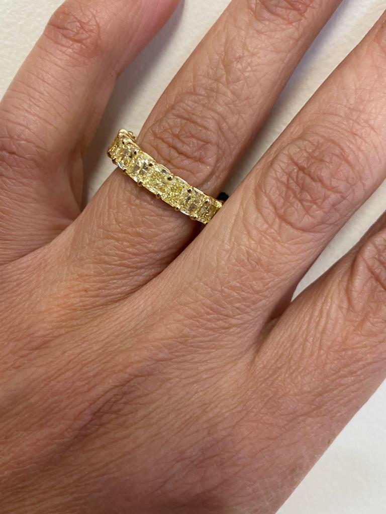 Fancy Yellow Radiant Cut Eternity Band 7 Carats For Sale 4