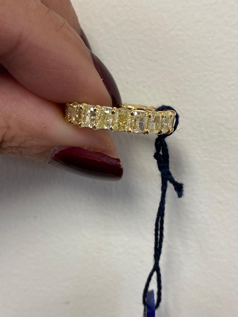 Fancy Yellow Radiant Cut Eternity Band 7 Carats For Sale 2