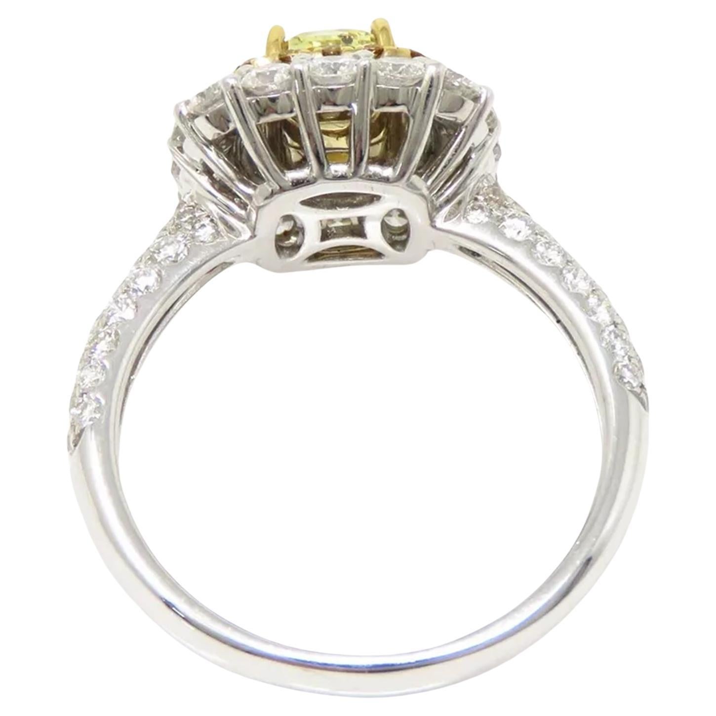Modern Fancy Yellow Radiant Diamond Cocktail Ring For Sale