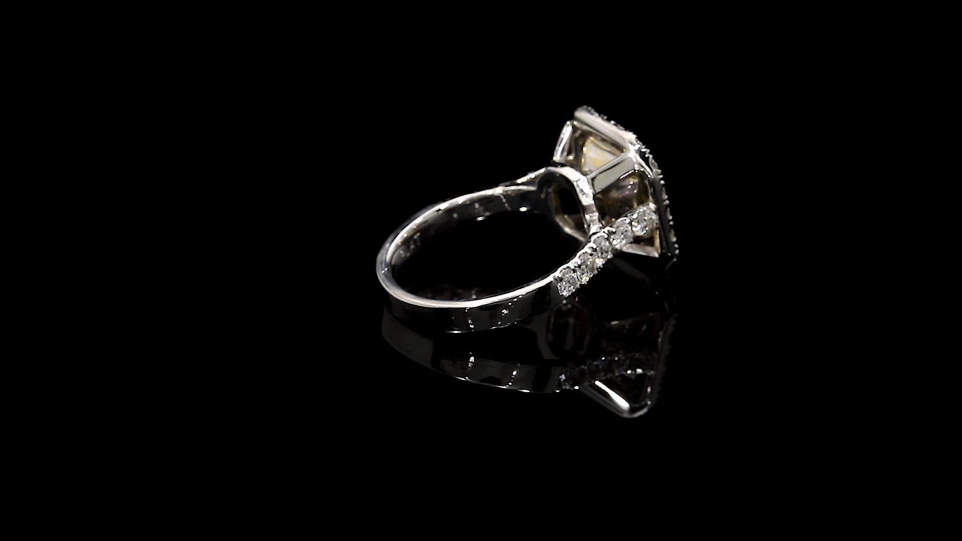 Radiant Cut Fancy Yellow Radiant Diamond Ring 3.63 Carat Platinum/18 Karat YG GIA Certified