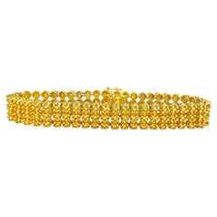 Fancy Yellow Round Cut Diamond Bracelet in 14k Solid Gold, Unisex Bracelet