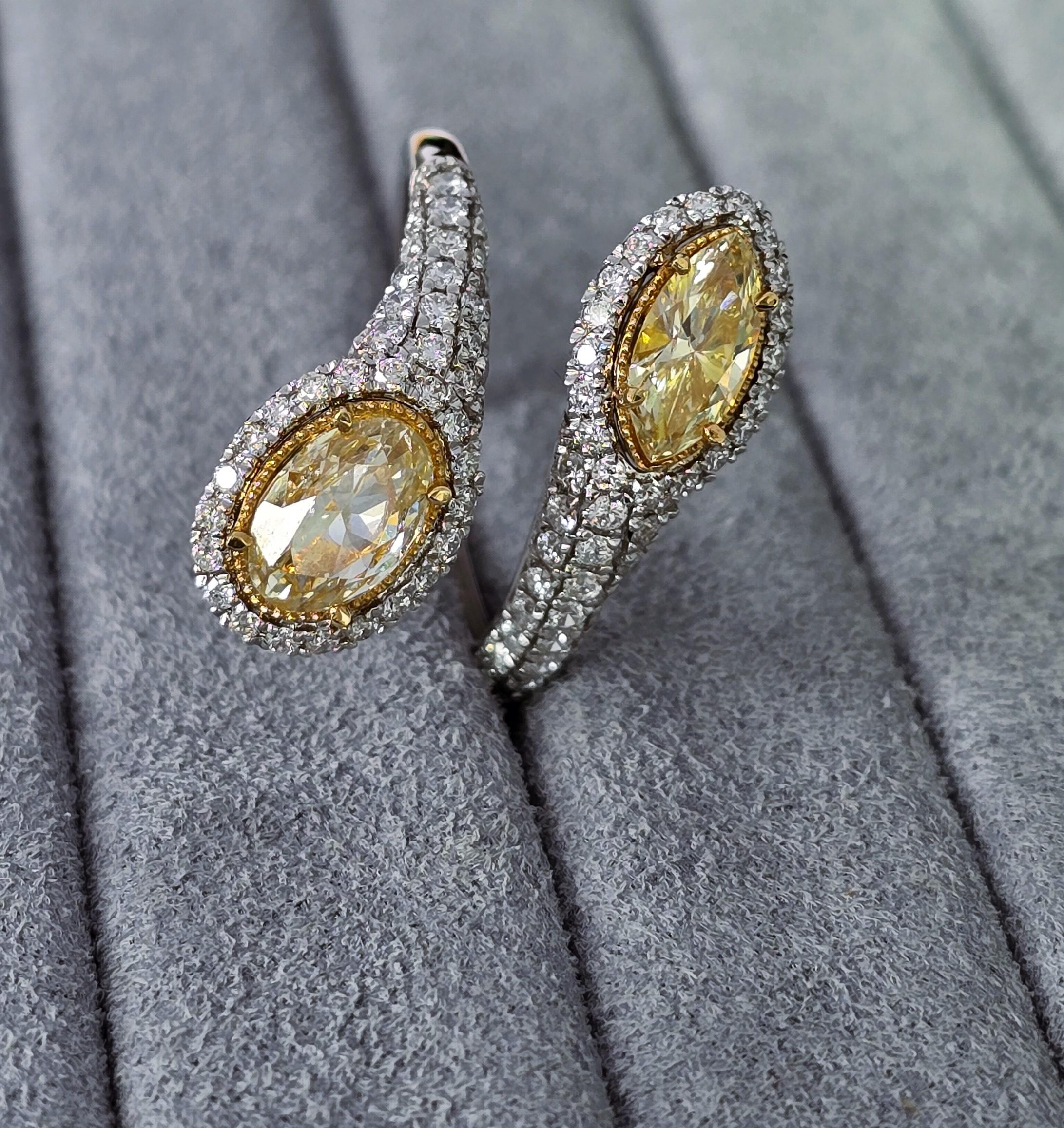 Anello con diamante giallo fantasia di purezza VS-SI in vendita 7