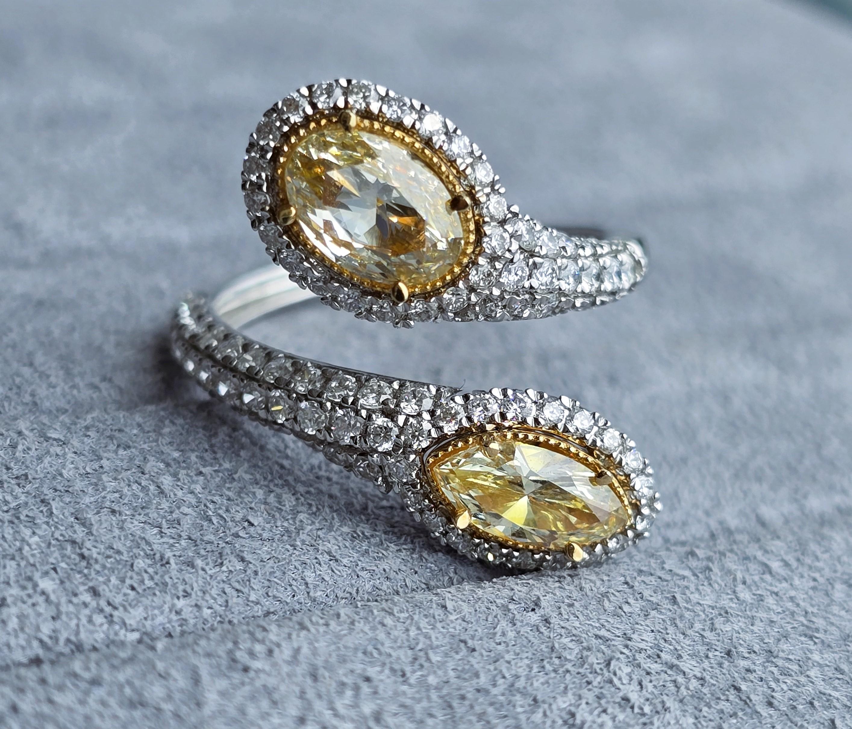 da uomo o donna Anello con diamante giallo fantasia di purezza VS-SI in vendita