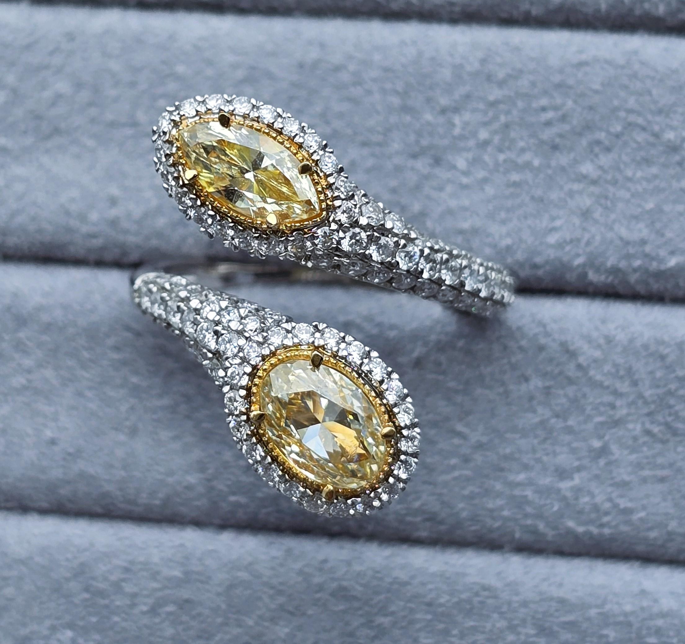 Anello con diamante giallo fantasia di purezza VS-SI in vendita 1