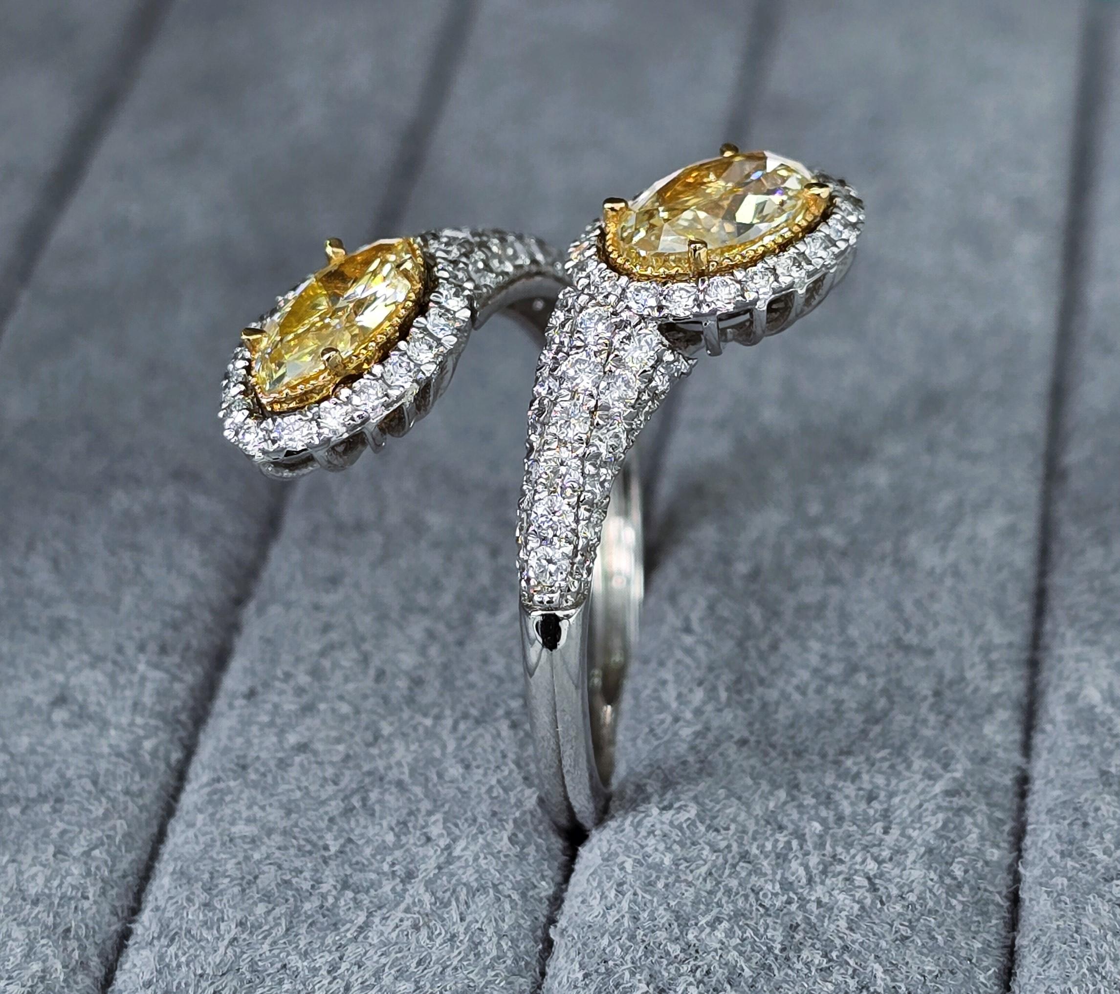 Anello con diamante giallo fantasia di purezza VS-SI in vendita 3