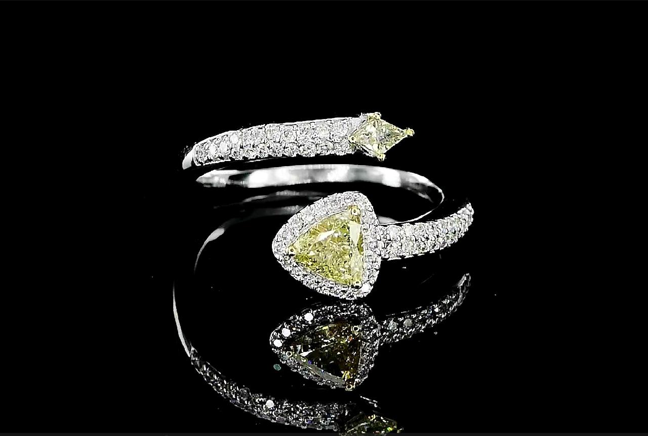 Trillion Cut Fancy Yellow VVS - VS Clariy Diamond Ring For Sale