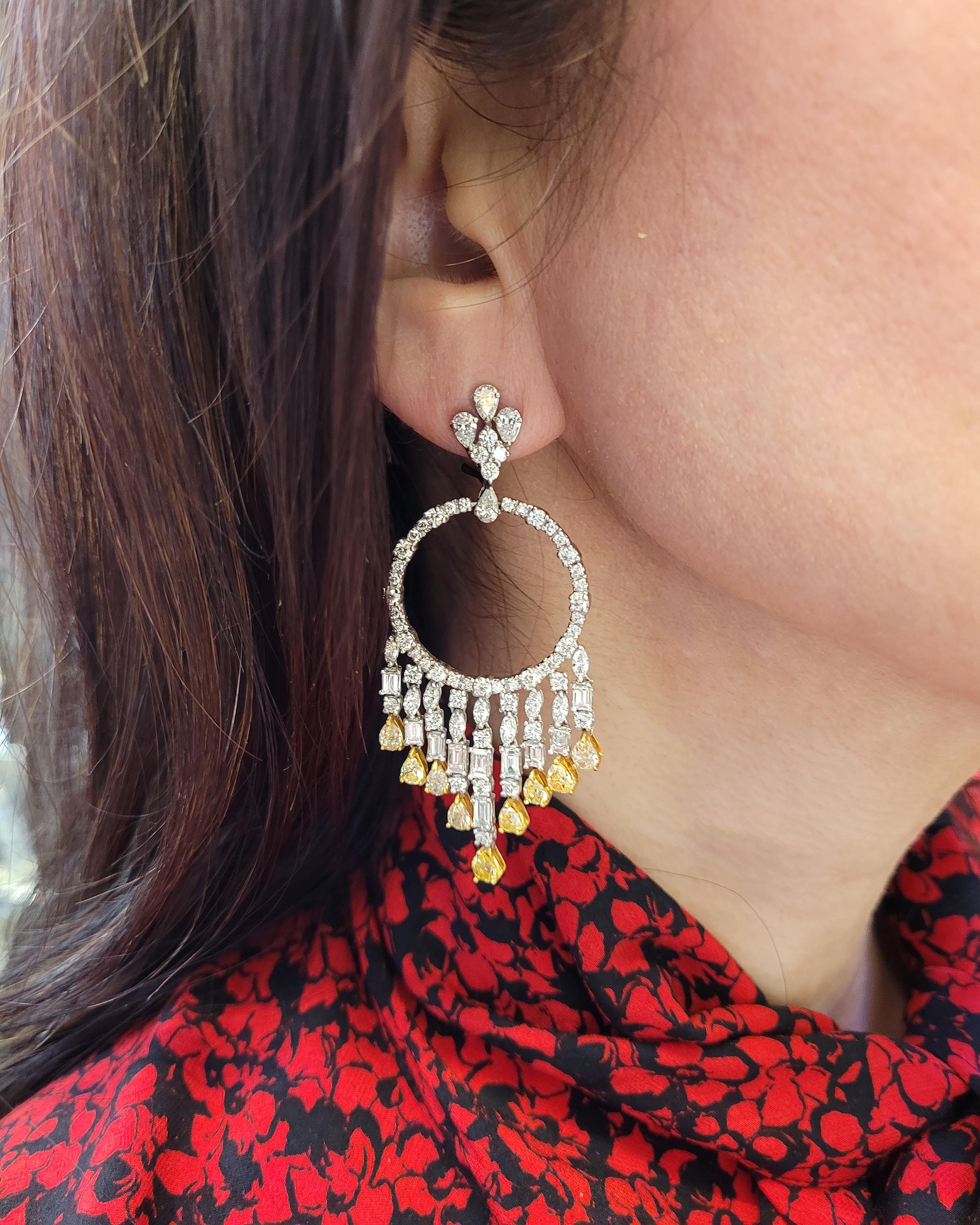This chandelier earring design is the culmination of the two most timeless earring designs throughout the centuries. The classic hoop variation dates back to around 2500 B.C., and the chandelier rose in popularity as far back as the 18th century.