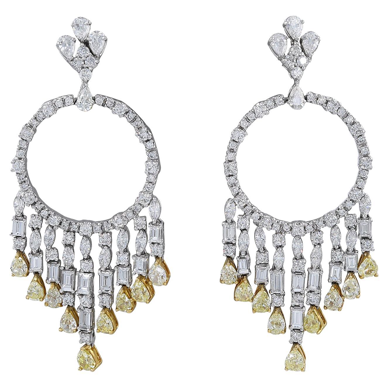 Spectra Fine Jewelry, Fancy Yellow & White Diamond Chandelier Earrings  For Sale