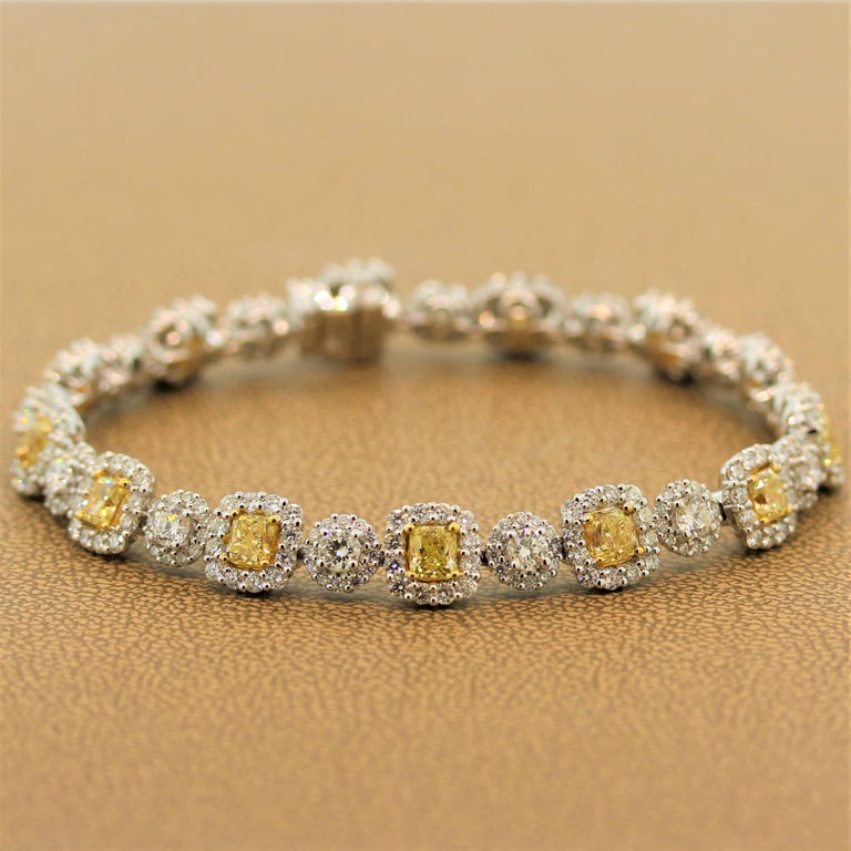 Fancy Yellow White Diamond Gold Tennis Bracelet at 1stDibs yellow