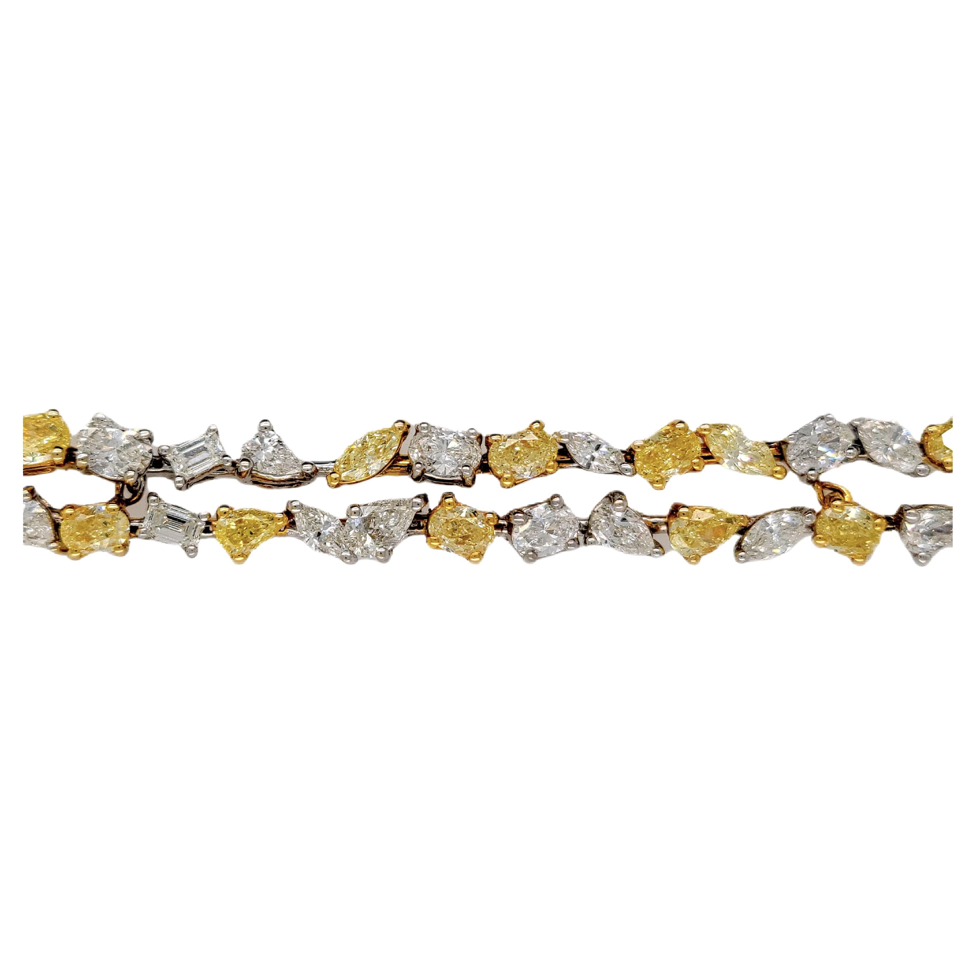 Fancy Yellow & White Diamond Multi-Shape Bracelet