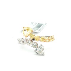 Anillo Bypass Toi et Moi Diamante Corazón Blanco Amarillo Oro 18K