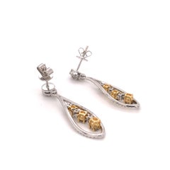 Fancy Yellowish Brown Diamond Dangling Earrings