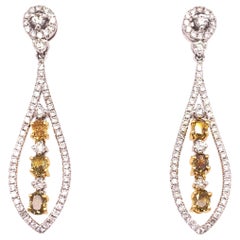 Fancy Yellowish Brown Diamond Dangling Earrings