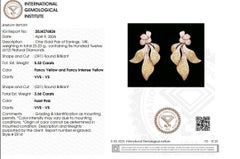 Pendientes Flor de Diamantes Color Rosa Amarillento de Oro Macizo de 14 K (Certificados)