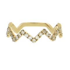 Fancy Zik Zak 14 Karat Yellow Gold 0.52 Carat Diamonds Wedding Band Ring