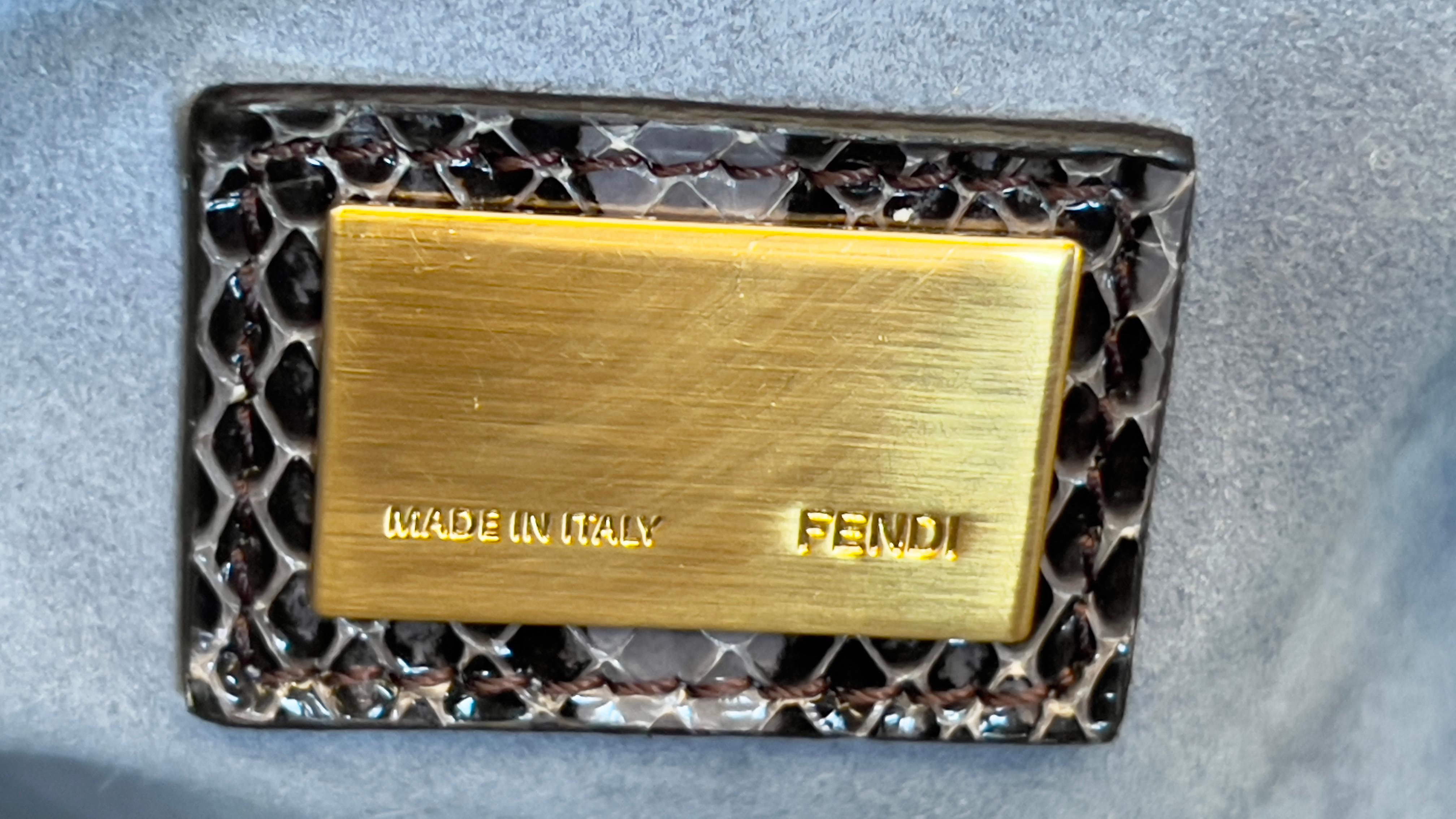 Fendi Iconic Peekaboo Stone Gray Leather Skin Tote Handbag  5