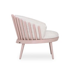 Quartz Finish Armchair Upholstered in Ivory Fabric, Customizable Fane Collection