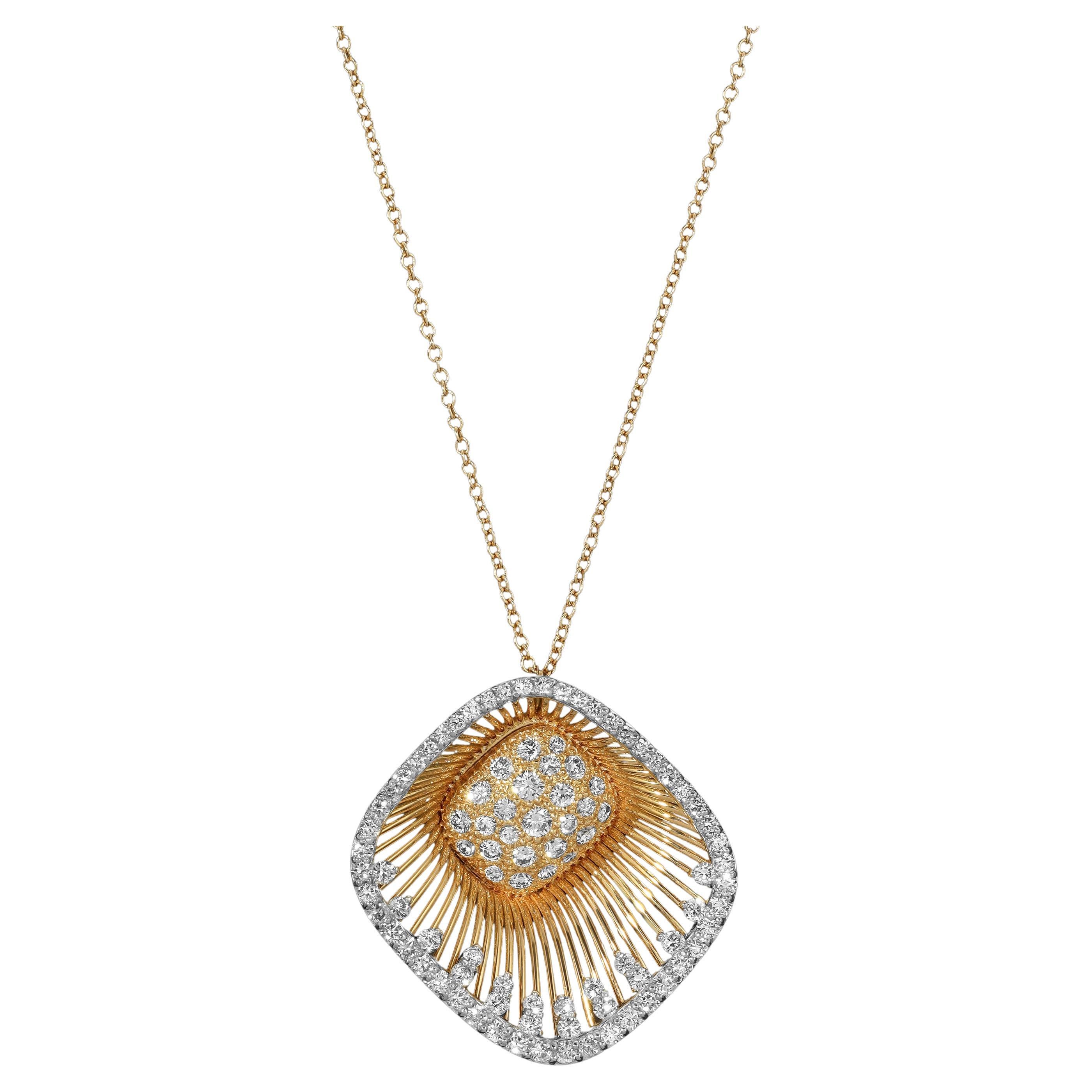 Fanfaire: 18K Yellow Gold Necklace with Diamonds For Sale