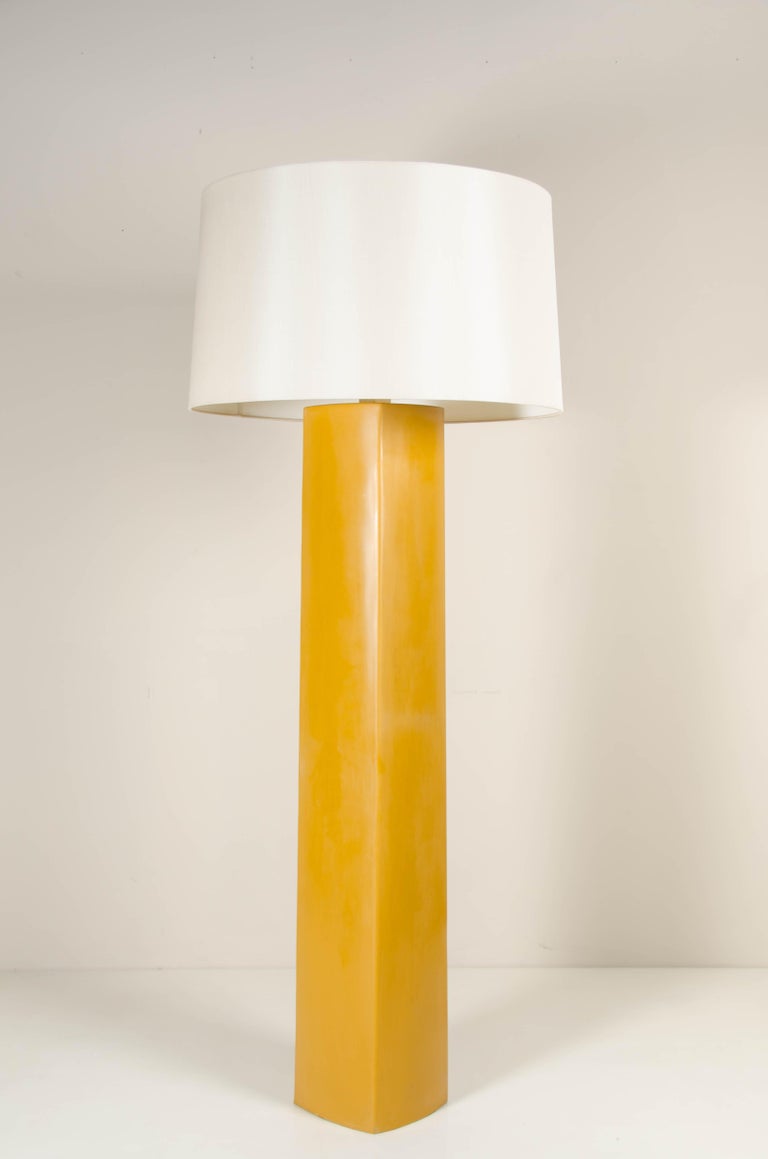 Fang Bei Floor LampOchre Lacquer by Robert Kuo, Limited Edition For