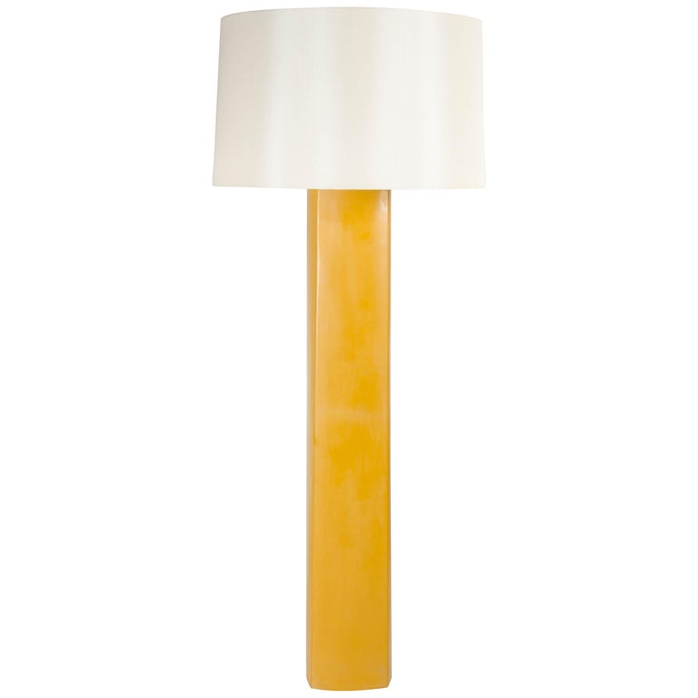 Fang Bei Floor LampOchre Lacquer by Robert Kuo, Limited Edition For