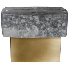 Fang Bei Side Table, Crystal and Brass by Robert Kuo, Handmade