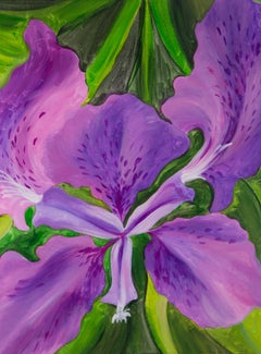 Fang Kun Floral Original Oil On Canvas "Purple Iris"