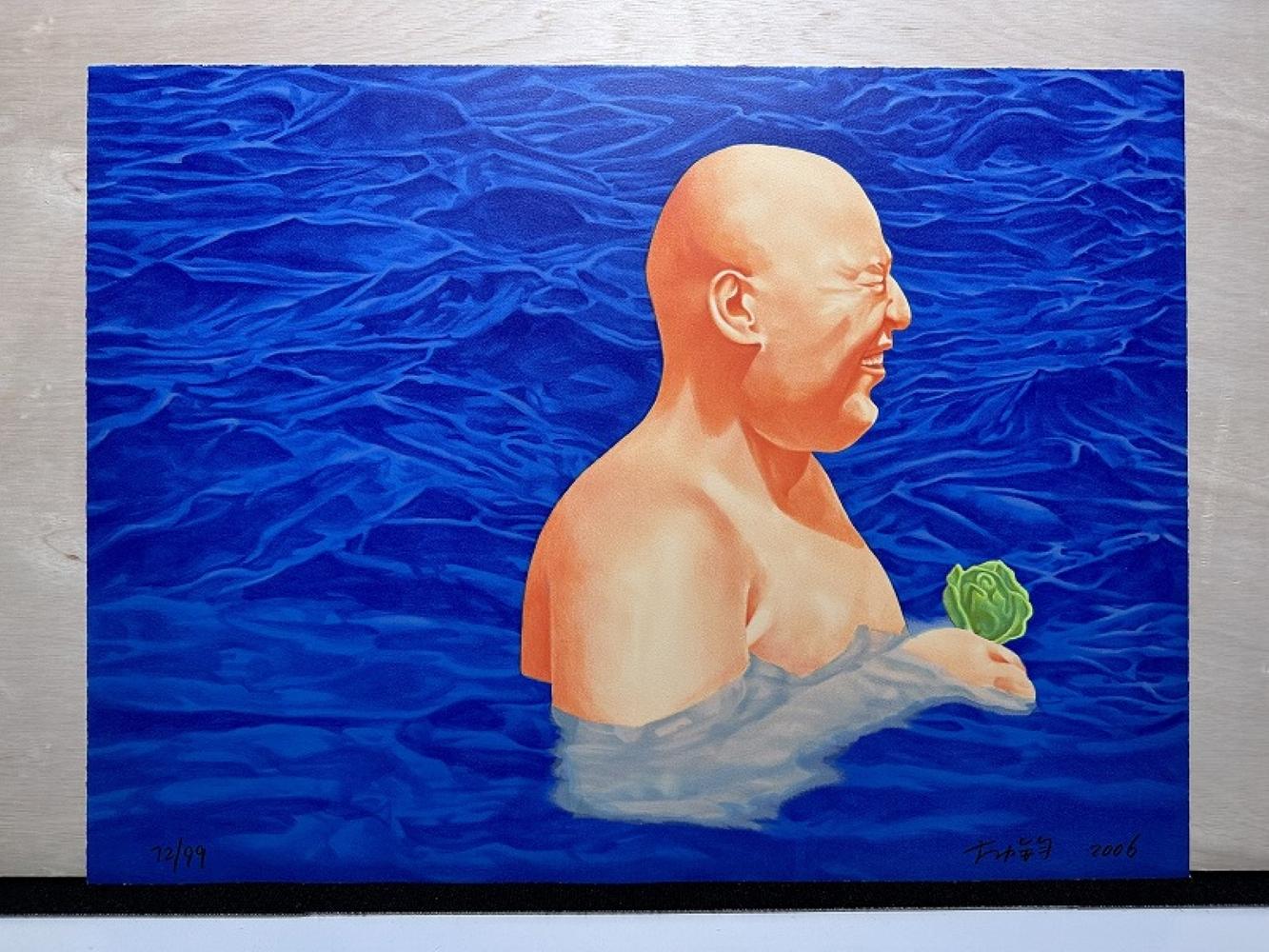 A Lotus Flower (2006) Édition limitée de Fang Lijun signée à la main par l'artiste en vente 1