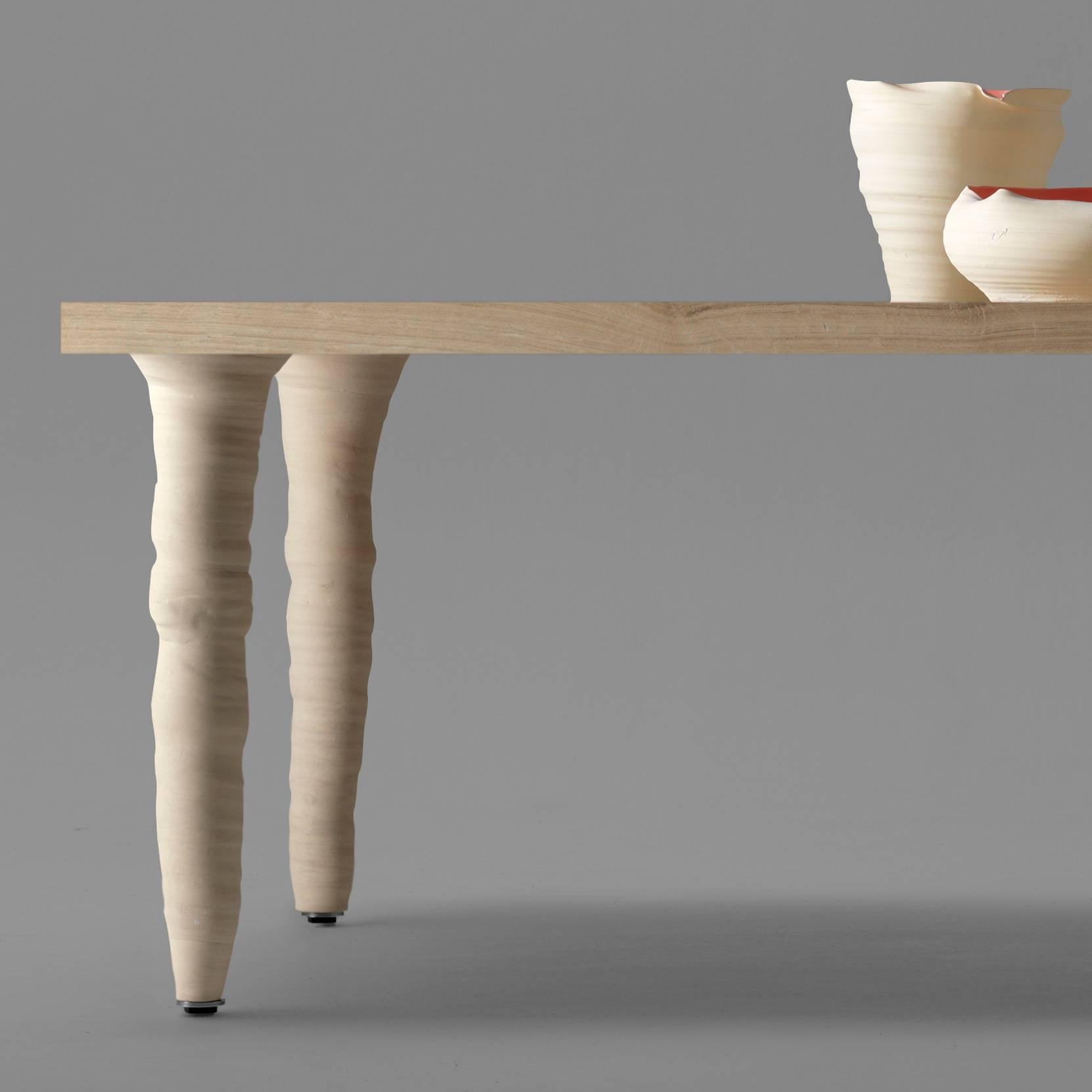 Modern Fang Table with Turned Porcelaine Stoneware Legs by Xavier Mañosa for BD